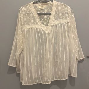 Umgee Sheer Lace White Blouse